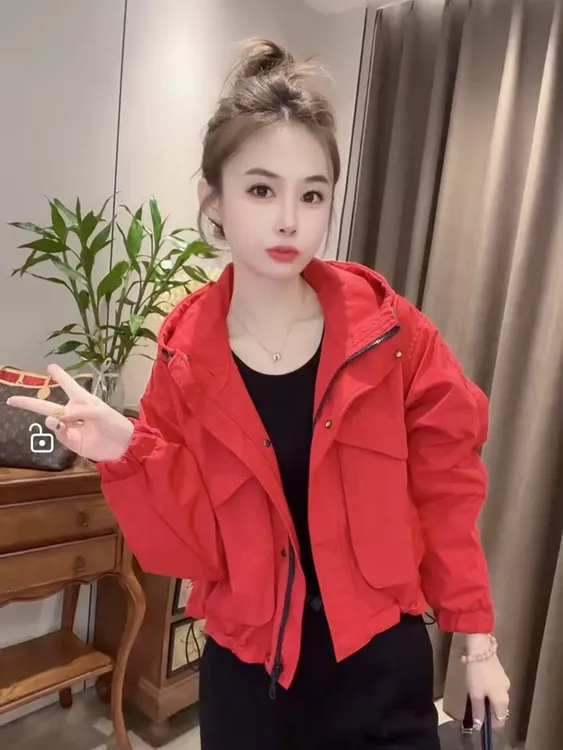 欧货韩版高端百搭休闲时尚二棉秋冬新款洋气减龄显瘦长袖连帽外套