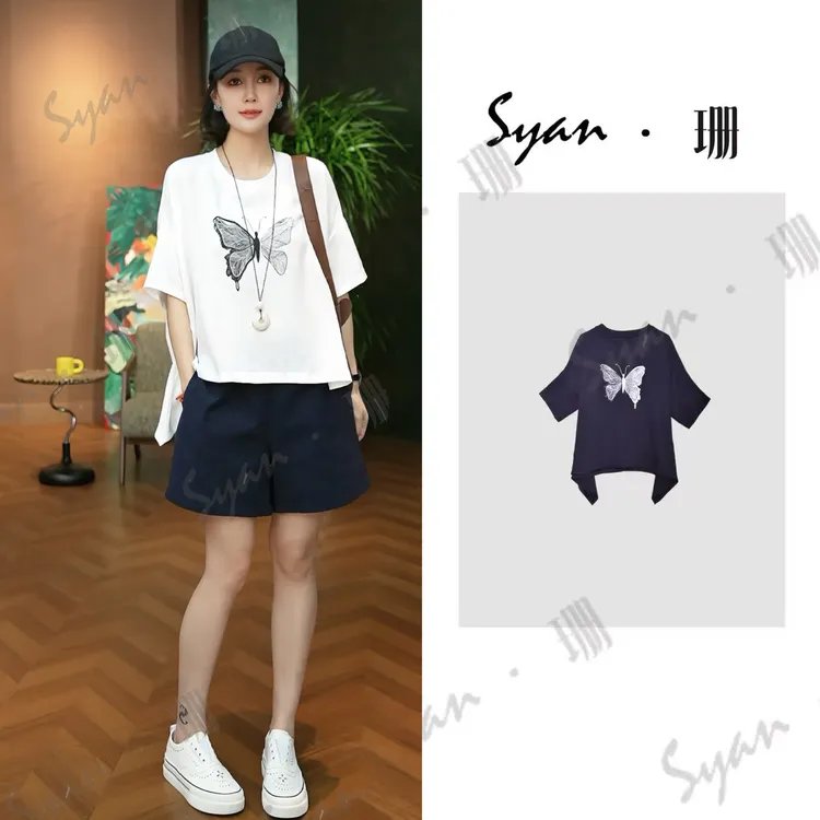 Syan【蝴蝶兰】温婉大方衣服女装潮流百搭休闲T恤设计感