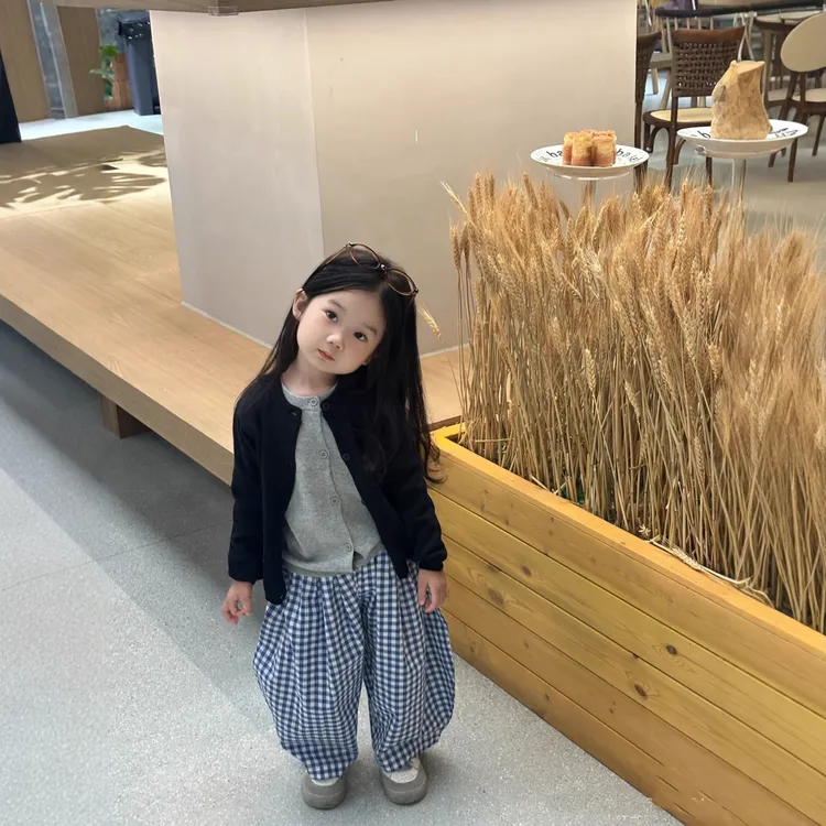 韩国童装儿童防蚊裤2025秋装新款中小童时髦格子灯笼裤男女童裤子