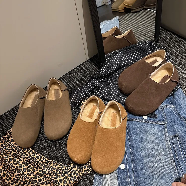 【增高5CM】加绒厚底勃肯鞋2025冬季新款户外通勤时尚百搭休闲鞋女