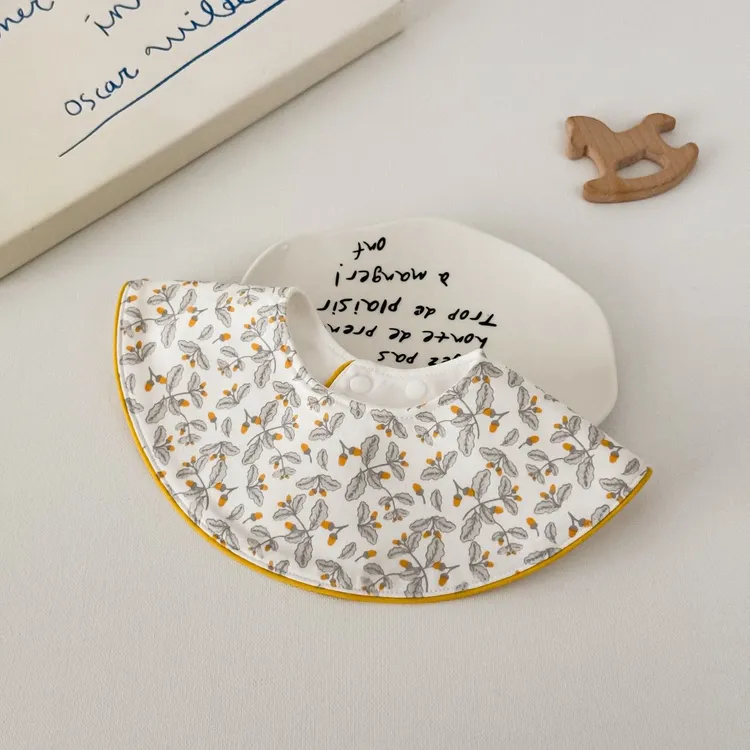 萌萌家新款韩系滚边口水巾婴儿防吐奶口水巾兜防水围兜小月龄围嘴