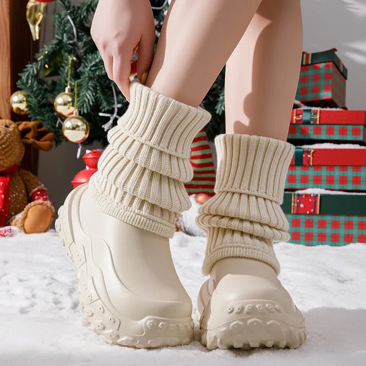 2025新款轮胎厚底雪地靴女冬季外穿EVA防水防滑加绒保暖包跟棉鞋