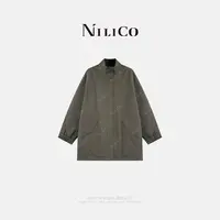 NILICO【南兮】冬季经典中长款立领超摩登慵懒感抽绳简约棉服外套