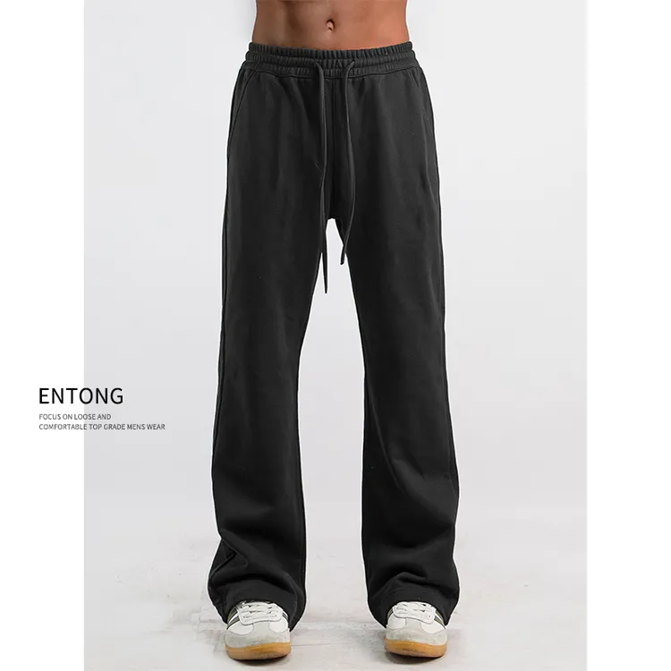 Entong美式秋冬加绒加厚运动裤男生卫裤简约休闲长裤宽松百搭裤子
