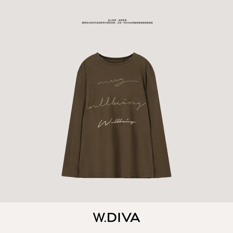 W.Diva【布朗手绘】桑蚕丝绵羊毛松弛ROW风手绘长袖针织53T072909