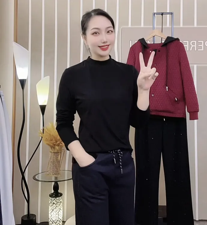 【慕斯绒】长袖轻奢T恤保暖半领百搭显瘦柔软内搭女打底衫8938