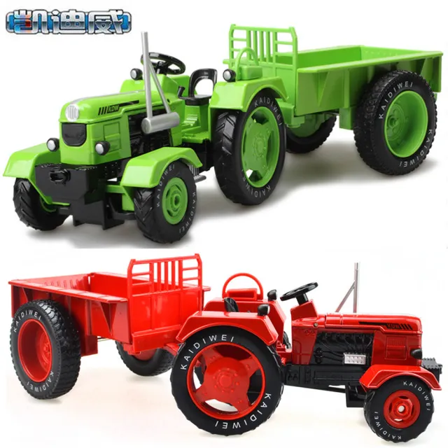 新品凯迪威复古拖拉机仿真合金工程车模型带车斗农用车运输车玩具