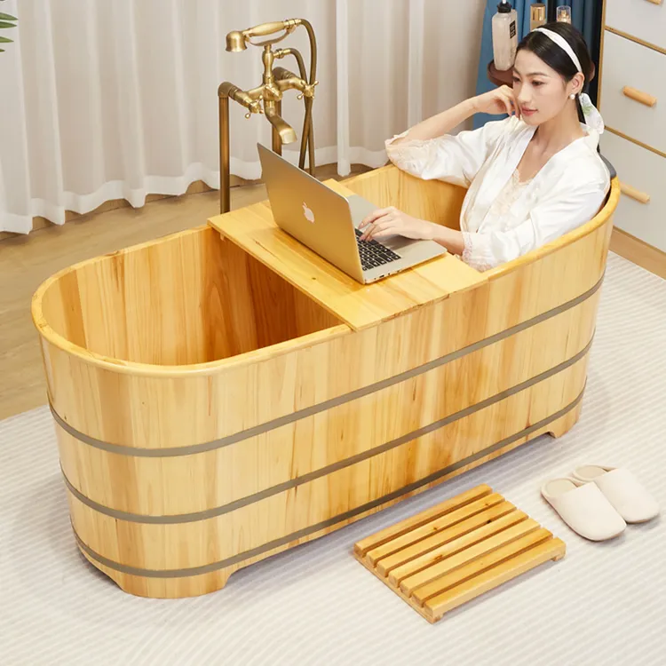 木桶浴桶木质泡澡桶大人汗蒸洗澡桶实木浴缸家用美容院全身沐浴盆