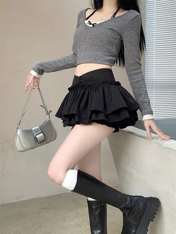 白色蓬蓬半身裙女2025新款芭蕾风高腰小众设计感A字蛋糕短裙