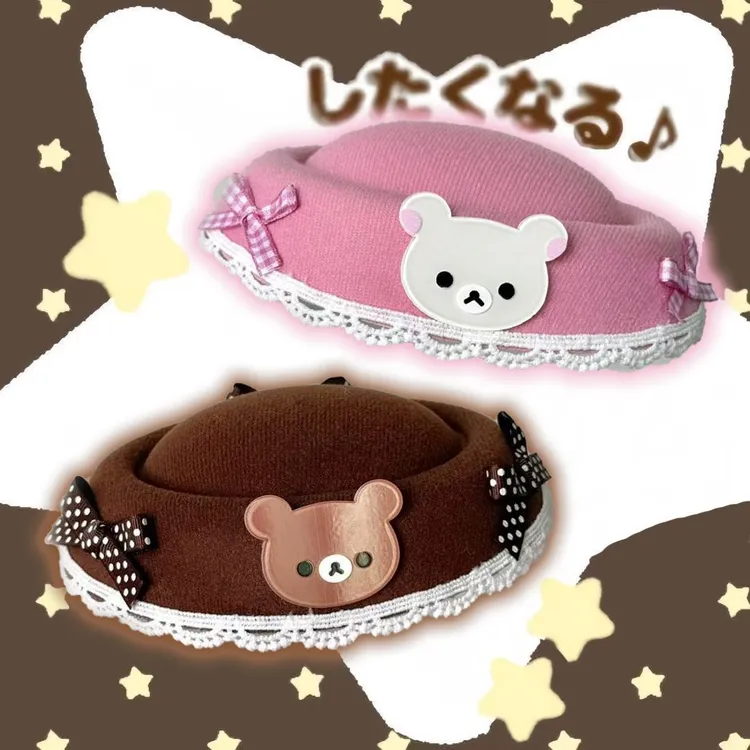原创可爱卡通小熊花边蝴蝶结小礼帽发夹顶夹百搭儿童发饰鸭嘴夹