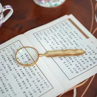 【奇居铜瓷】黄铜羽毛放大镜 轻奢客厅书房桌面摆件#GY
