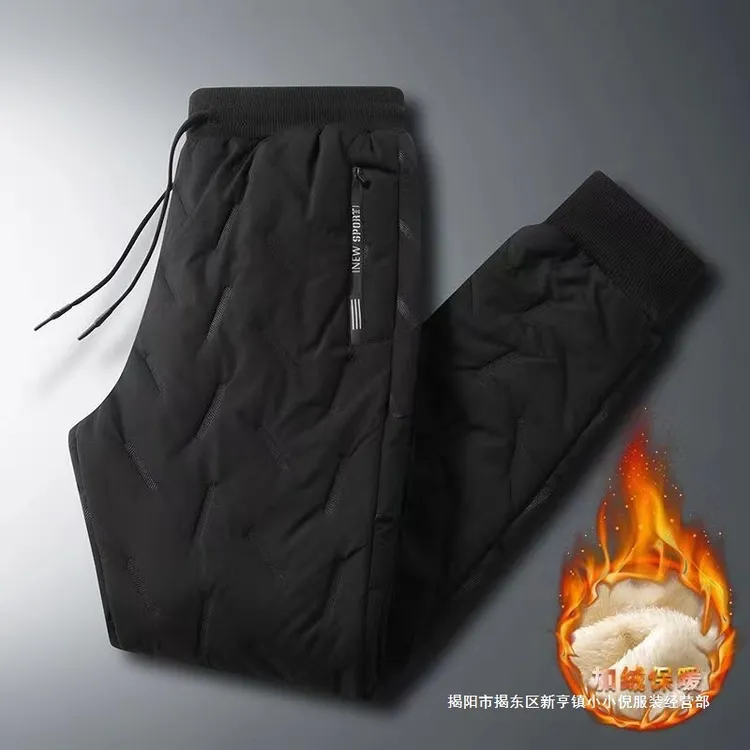 丝绵冬季外贸男士加绒防风羊羔绒棉裤宽松大码加绒棉裤保暖棉裤