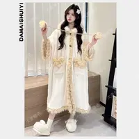 秋冬新款加绒加厚睡衣女连帽珊瑚绒家居服长毛绒冬季高颜值套装
