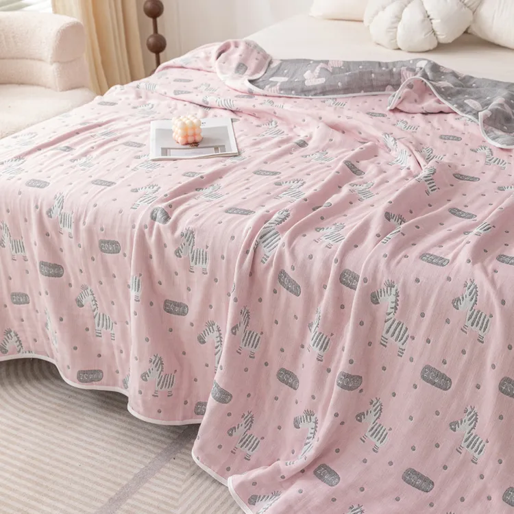 100%全棉六层纱布薄款盖毯子纯棉纱布办公室午睡毯双层纱幼儿园