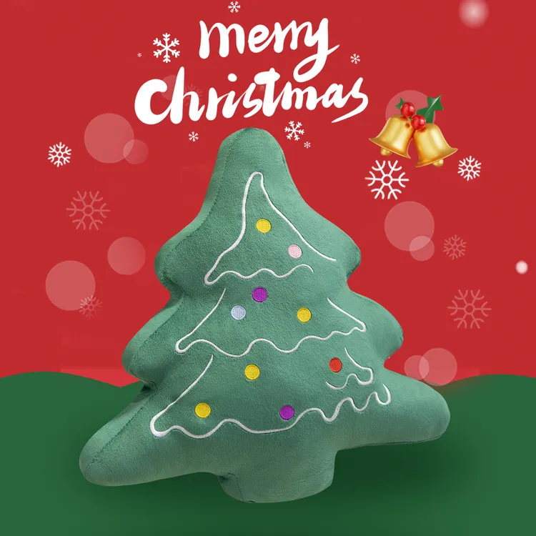 毛绒玩具INS风圣诞节日装饰抱枕圣诞树玩偶客厅沙发靠垫摆件