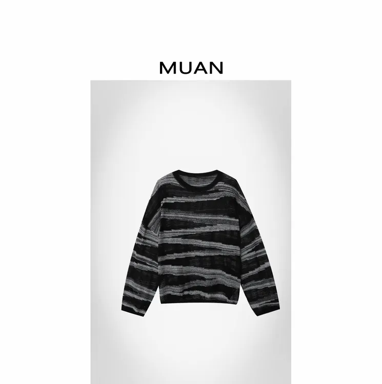 木岸MUAN：《费尔岛长袖T》定制199克法式气质百搭针织衫女DG3-131