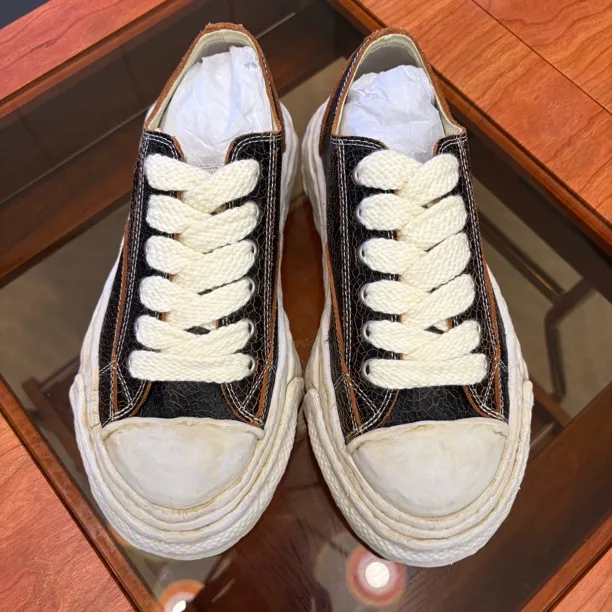 26s（莞产）新款溶解鞋爆裂牛皮男女鞋厚底增高5cm日系复古厚底板鞋