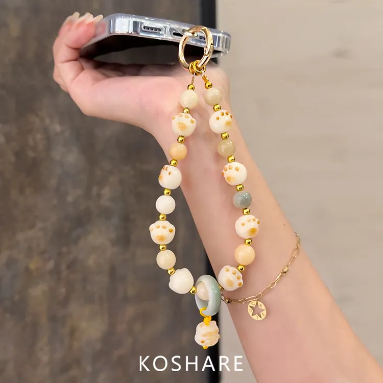 【菩提-来财猫】初秋菩提可爱猫爪斜挎可背手腕手机链挂绳高级感