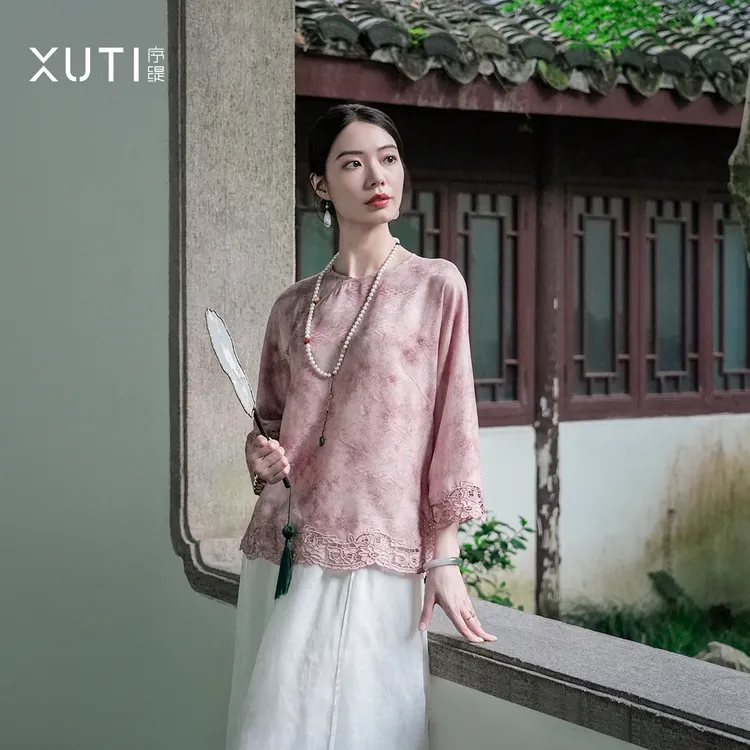 序缇『听雨眠』秋季新款复古国风新中式女装桑蚕丝上衣H49-18012