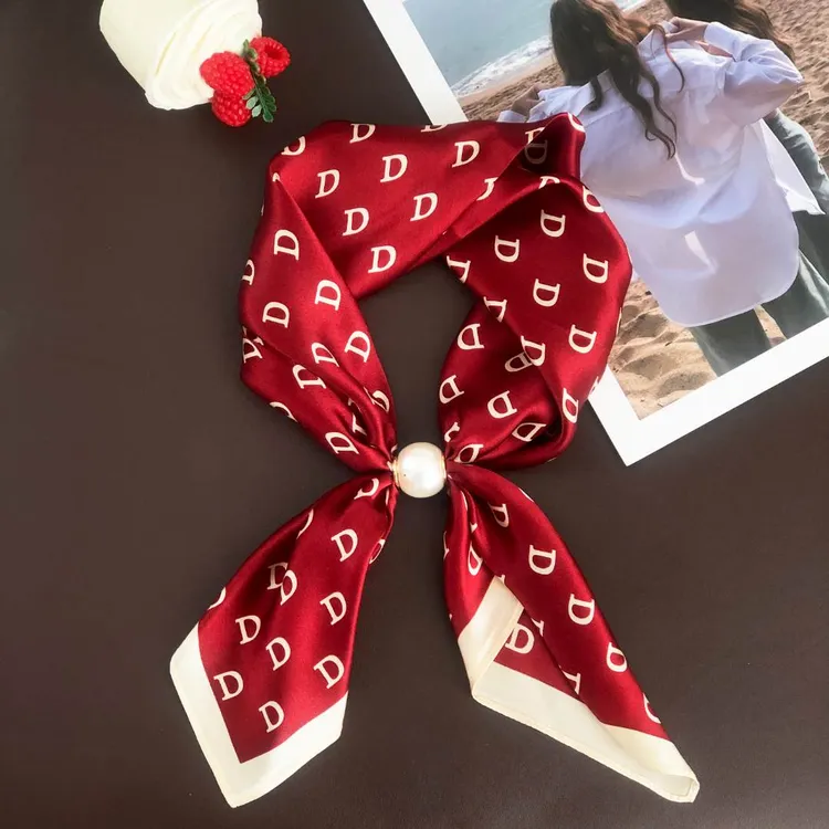 真丝100%桑蚕丝珍珠磁吸扣小丝巾夏季护颈系脖装饰领巾女懒人围脖