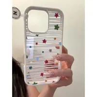 简约ins涂鸦白色线条星星适用iphone16promax苹果手机壳15p二合一