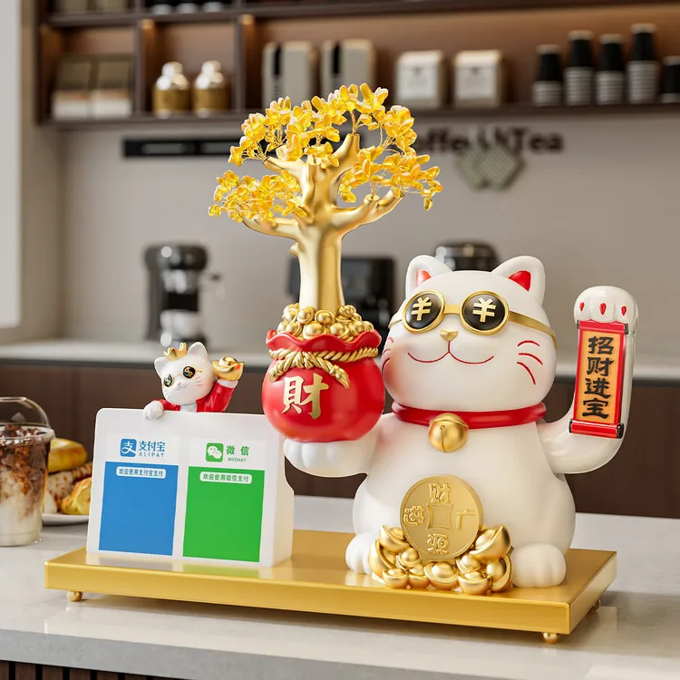 招财猫开业摆件奶茶店咖啡店前台收银台旁高端大气上档次装饰品