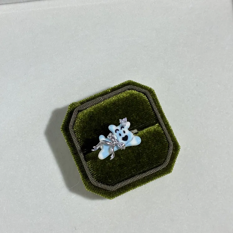 铜合金树脂戒指 哆迦鑫-可爱拼色原创设计小狗戒指百搭小众