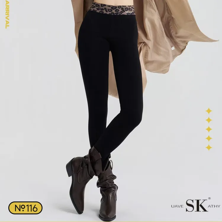 116豹纹亲肤舒适柔软女款打底裤加绒（450）克