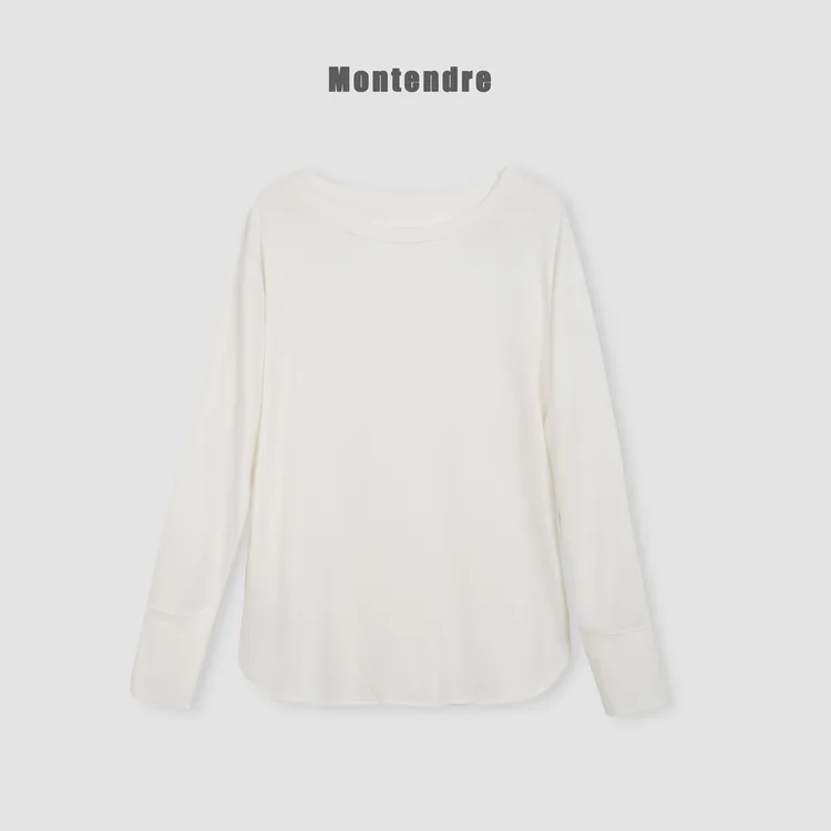【Montendre】秋季新款 G 显瘦亲肤透气衬衣简约百搭纯色T恤上衣女