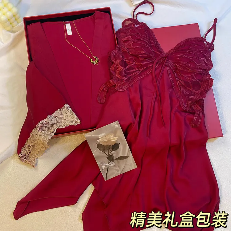 结婚礼物送新人新婚礼品新娘闺蜜订婚性感红色睡衣礼盒装高档实用