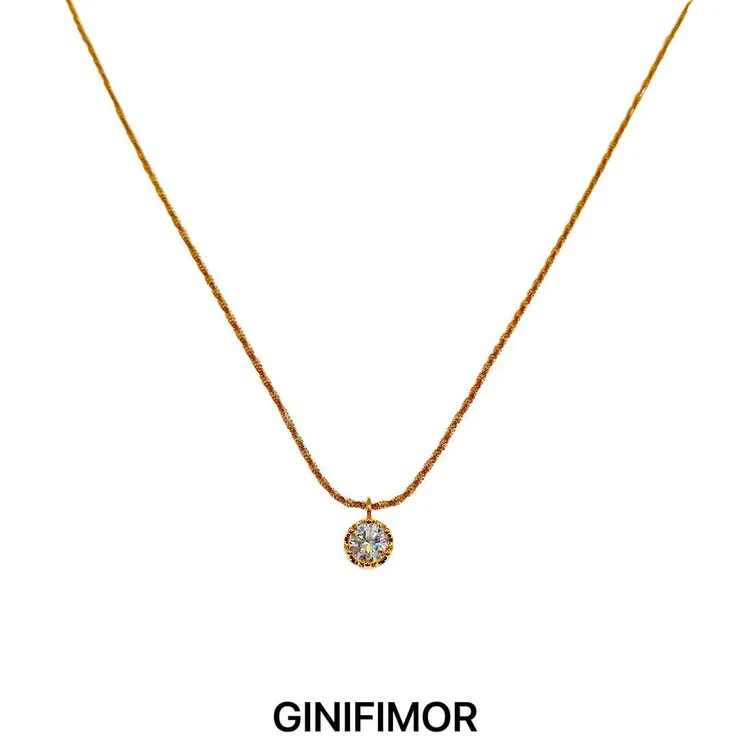 GINIFIMOR 铜合金项链 a710 皇冠锆石ins项链女百搭锁骨链