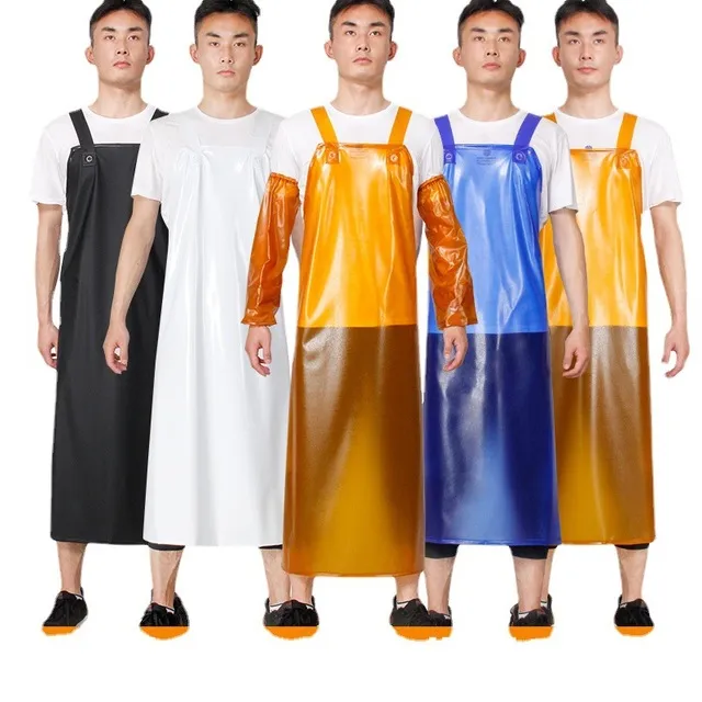 防水围裙加厚耐磨软皮厨房工作服水产专用牛筋加长款防油男女围腰