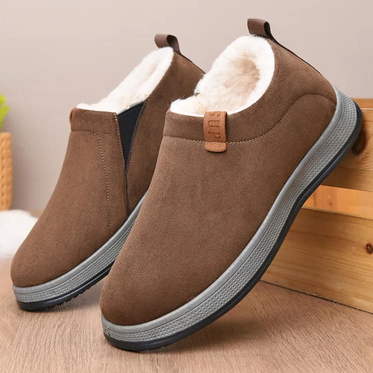 潮流冬雪地靴男冬季新款时尚一脚蹬棉鞋加厚保暖软底防滑爸爸棉靴