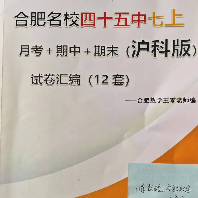 合肥名校四十五中七年级数学汇总