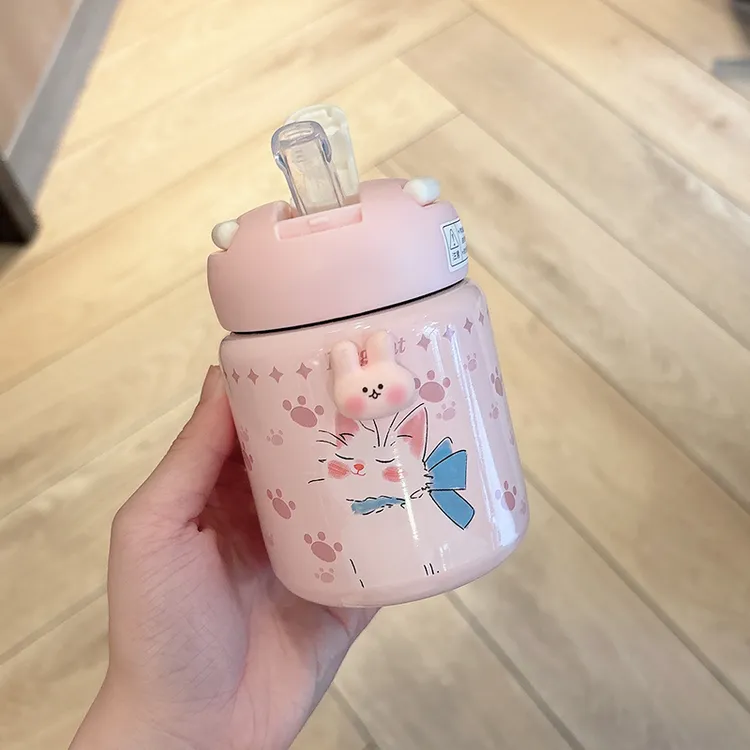 卡皮巴拉儿童保温杯316不锈钢学生可爱迷你吸管杯便携小容量水杯
