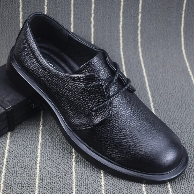 ICCLEK男鞋秋季软底系带百搭工作鞋子男款舒适时尚休闲商务皮鞋