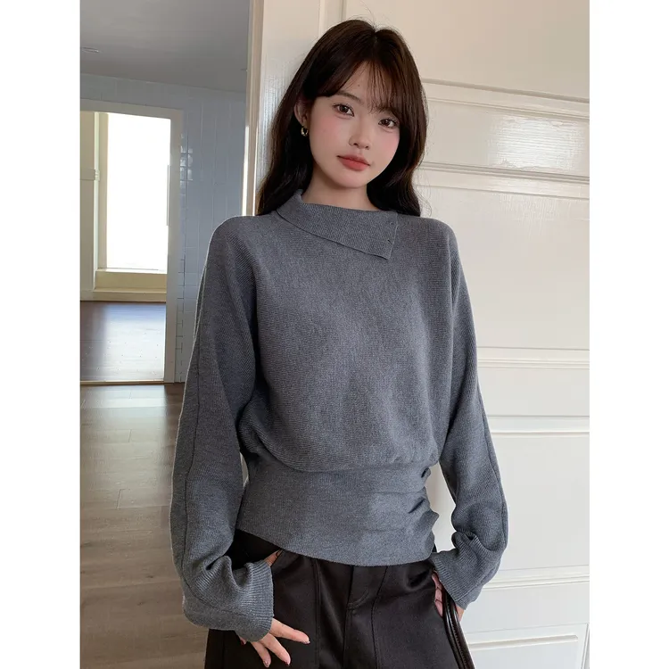 尔给秋冬330G设计感高领针织衫女长袖洋气时尚百搭显瘦毛衣