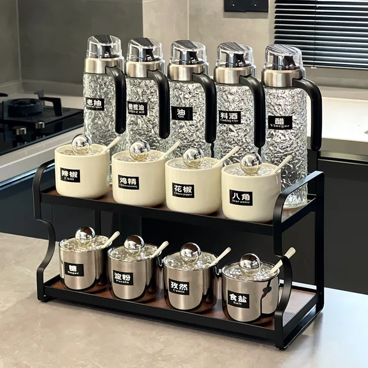 高端新款调料盒调料瓶组合套装轻奢厨房家用陶瓷调味罐收纳盒全套