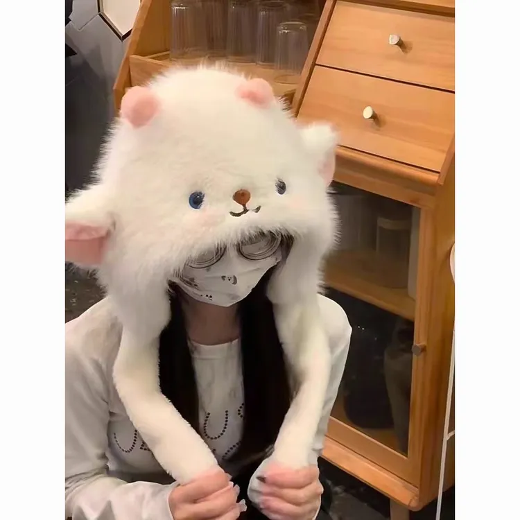 【吐司】会动耳朵可爱小羊耳朵帽子冬天毛茸茸大头围保暖加厚