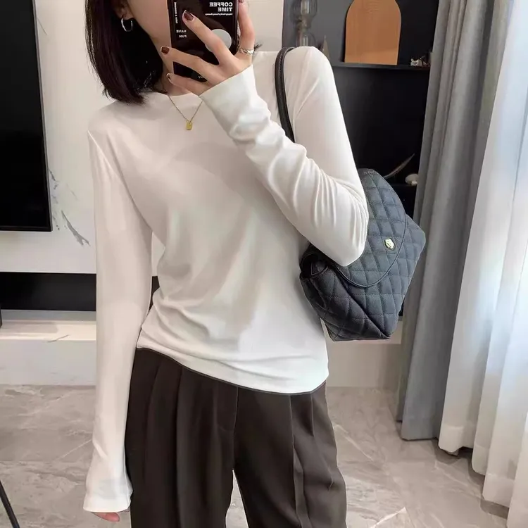 2025秋季新款正肩打底衫女内搭宽松显瘦长袖t恤女秋季上衣女