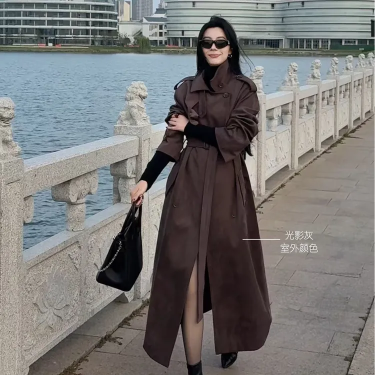 【鸽子的衣橱】|梧桐| 正肩游牧复古长款羽风衣秋冬高质外套