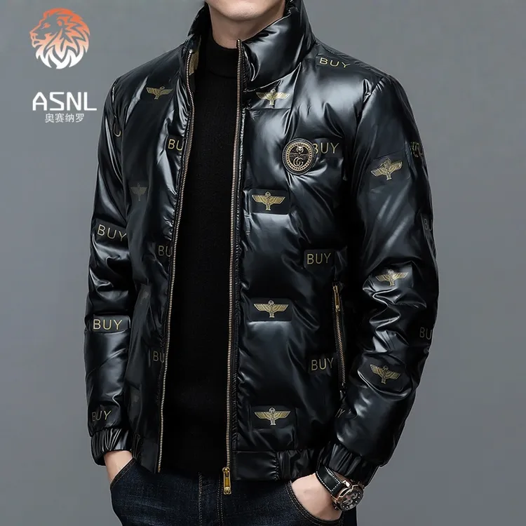 奥赛纳罗羽绒服男士立领外套2025新款秋冬季保暖时尚高端品牌亮面