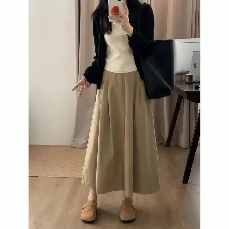 女装秋款爆款2025新款韩系气质针织开衫上衣高腰百搭中长裙两件套