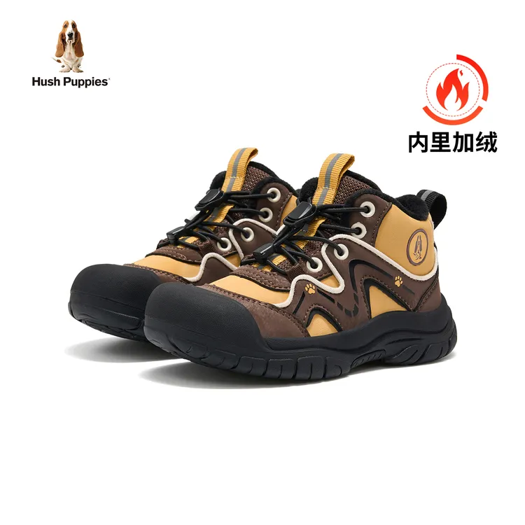 暇步士加绒儿童运动鞋3/1弯折防踢鞋头秋冬休闲中帮防滑户外棉鞋商品图