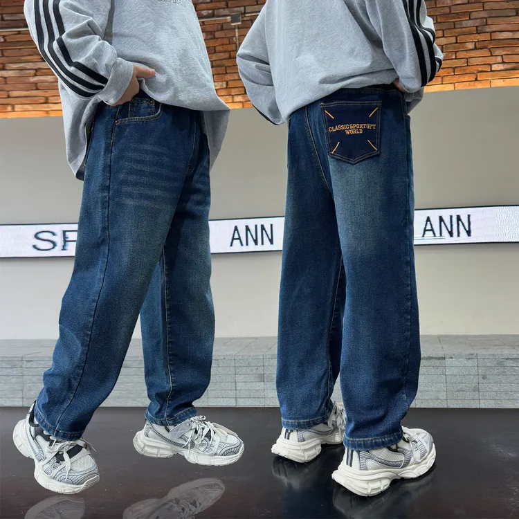 加绒男童软牛仔裤2025秋冬宽松休闲裤韩版时尚百搭一体绒中大童潮