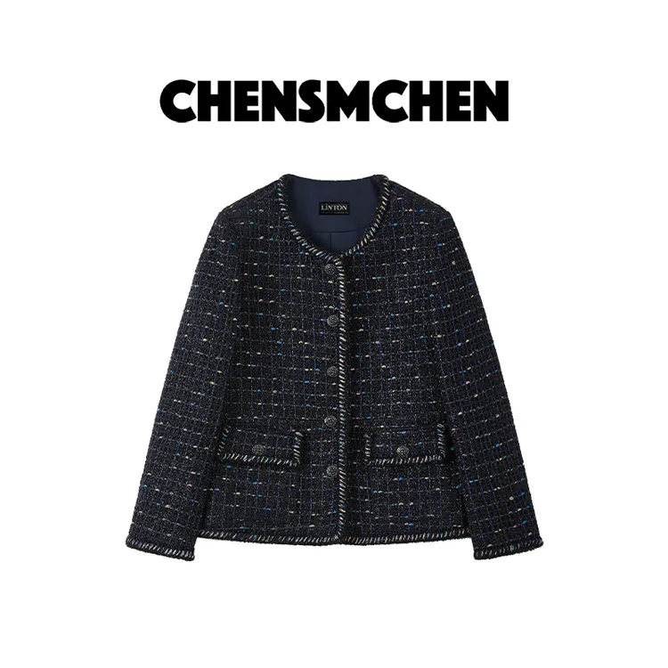 CHENSMCHEN 进口LINTON粗花呢小香外套女经典优雅上衣CSW9514TT