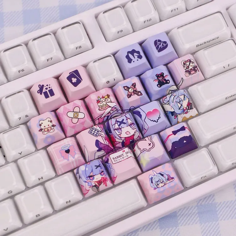 初音未来兔子洞爱心键帽兔女郎Miku公主21键爱心款键盘键帽可定制