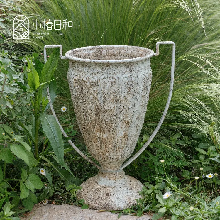小椿日和 外贸铁艺奖杯盆 酒杯盆聚宝盆园艺杂货家居摆件复古花盆