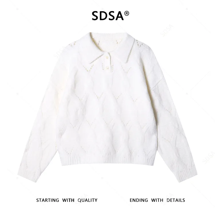 SDSA男士秋冬新款痞帅男装简约菱形格polo领针织衫休闲套头毛衣