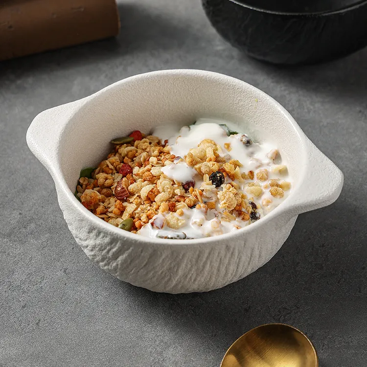 陶瓷双耳汤碗家用轻奢石纹大号汤盆泡面碗高颜值大容量面碗高级感